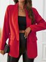 Micro-élasticité Col Châle Manches Longues Régulier Plain Blouson Zip pour Femmes