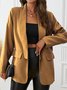 Micro-élasticité Col Châle Manches Longues Régulier Plain Blouson Zip pour Femmes