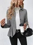 Micro-élasticité Manches Longues Régulier Plain Blouson Zip pour Femmes