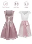 Femmes Plain Rose Décolleté en cœur Confortable Nœud Devant Mini Robe Décontracté