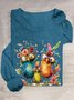 T-shirts Femmes Décontracté Printemps / Automne Turquie Quotidien Ample Manches Longues Col Rond en Mélangé de Coton Régulier