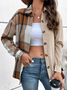 Sweat-shirts Décontracté Printemps / Automne Plaid Polyester Ample Manches Longues Régulier Droit Régulier pour Femmes