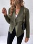 Micro-élasticité Manches Longues Régulier Plain Blouson Zip pour Femmes