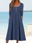 Femmes Plain Blanc Col Carré Confortable Boucle Robe Maxi Décontracté