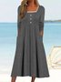 Femmes Plain Blanc Col Carré Confortable Boucle Robe Maxi Décontracté