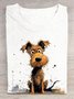T-shirts Femmes Décontracté Été Chien Coton Quotidien Manches Courtes Col Rond Régulier Élasticité moyenne