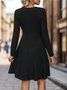 Femmes Plain Noir Col V Confortable Boucle Mini Robe Décontracté