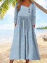 Femmes Rayé Bleu Ciel Asymétrique Confortable Boucle Robe Maxi Décontracté