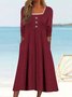 Femmes Plain Blanc Col Carré Confortable Boucle Robe Maxi Décontracté