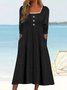 Femmes Plain Blanc Col Carré Confortable Boucle Robe Maxi Décontracté
