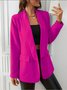 Micro-élasticité Col Châle Manches Longues Régulier Plain Blouson Zip pour Femmes