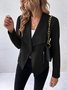 Micro-élasticité Manches Longues Régulier Plain Blouson Zip pour Femmes