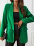 Micro-élasticité Col Châle Manches Longues Régulier Plain Blouson Zip pour Femmes