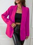 Micro-élasticité Col Châle Manches Longues Régulier Plain Blouson Zip pour Femmes