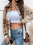 Sweat-shirts Décontracté Printemps / Automne Plaid Polyester Ample Manches Longues Régulier Droit Régulier pour Femmes