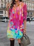 Femmes Floral Bleu Foncé Sweat-shirt à Capuche Confortable Boucle Robe Maxi Décontracté