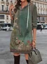 Femmes Floral Bleu Foncé Sweat-shirt à Capuche Confortable Boucle Robe Maxi Décontracté