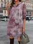 Femmes Floral Bleu Foncé Sweat-shirt à Capuche Confortable Boucle Robe Maxi Décontracté