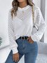 Pulls Décontracté Plain Printemps / Automne Micro-élasticité Ample Manches Longues Fil/fil de laine Droit Régulier pour Femmes