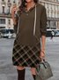 Femmes Floral Bleu Foncé Sweat-shirt à Capuche Confortable Boucle Robe Maxi Décontracté
