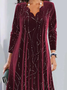 Femmes Géométrique Rouge Col V Confortable Boucle Robe Maxi Décontracté