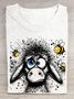 T-shirts Femmes Décontracté Imprimé d'Animal Été Ample Manches Courtes Droit Régulier Élasticité moyenne Oui