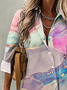 Chemises Décontracté Printemps / Automne Aléatoire Imprimé Polyester Naturel Aucune élasticité Quotidien Ample Manches Longues pour Femmes