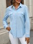 Chemises Décontracté Plain Été Brodé Aucune élasticité Quotidien Ample Manches Courtes Régulier pour Femmes