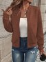 Micro-élasticité Sweat-shirt à Capuche Manches Longues Régulier Plain Blouson pour Femmes