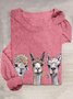 T-shirts Décontracté Imprimé d'Animal Printemps / Automne Ample Manches Longues Col Rond en Mélangé de Coton Régulier Élasticité moyenne pour Femmes
