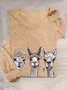 T-shirts Décontracté Imprimé d'Animal Printemps / Automne Ample Manches Longues Col Rond en Mélangé de Coton Régulier Élasticité moyenne pour Femmes