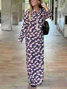 Femmes Rayé Kaki Sweat-shirt à Capuche Confortable Robe Maxi Décontracté