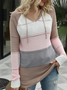 Pulls Décontracté Bloc de Couleur Printemps / Automne Micro-élasticité Manches Longues Fil/fil de laine Régulier Droit Régulier pour Femmes