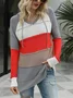 Pulls Décontracté Bloc de Couleur Printemps / Automne Micro-élasticité Manches Longues Fil/fil de laine Régulier Droit Régulier pour Femmes