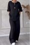 Deux Pièces Ensembles Femmes Décontracté Plain Printemps / Automne Naturel Micro-élasticité Quotidien Ample Manches Longues Top Avec Pantalons
