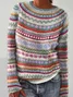 Pulls Femmes Décontracté Ethnique Printemps / Automne Micro-élasticité Quotidien Ample Col Rond Régulier Régulier