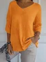 Pulls Décontracté Plain Printemps / Automne Quotidien Manches trois quarts Régulier Droit Régulier Élasticité moyenne pour Femmes