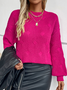 Pulls Femmes Décontracté Plain Printemps / Automne Micro-élasticité Ample Manches Longues Col Rond Fil/fil de laine Régulier
