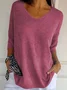 Pulls Décontracté Plain Printemps / Automne Quotidien Manches trois quarts Régulier Droit Régulier Élasticité moyenne pour Femmes