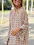 Femmes Rayé Kaki Sweat-shirt à Capuche Confortable Robe Maxi Décontracté