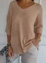 Pulls Décontracté Plain Printemps / Automne Quotidien Manches trois quarts Régulier Droit Régulier Élasticité moyenne pour Femmes