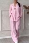 Deux Pièces Ensembles Femmes Décontracté Plain Printemps / Automne Naturel Micro-élasticité Quotidien Ample Manches Longues Top Avec Pantalons