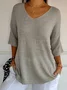 Pulls Décontracté Plain Printemps / Automne Quotidien Manches trois quarts Régulier Droit Régulier Élasticité moyenne pour Femmes