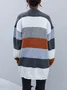 Cardigans Décontracté Bloc de Couleur Hiver Quotidien Ample Manches Longues Laine/Tricot Épaissi Droit pour Femmes
