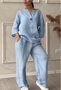 Deux Pièces Ensembles Femmes Décontracté Plain Printemps / Automne Naturel Micro-élasticité Quotidien Ample Manches Longues Top Avec Pantalons