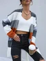 Cardigans Décontracté Bloc de Couleur Hiver Quotidien Ample Manches Longues Laine/Tricot Épaissi Droit pour Femmes