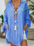 Chemises Décontracté Plain Printemps / Automne Polyester Aucune élasticité Ample Régulier Droit Col de Chemise pour Femmes