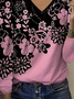 T-shirts Décontracté Floral Printemps / Automne Col V Quotidien Coupe Régulière Droit Régulier T.-N.-L. pour Femmes