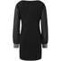 Femmes Plain Noir Col V Confortable Robe Mi-Longue Décontracté