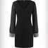 Femmes Plain Noir Col V Confortable Robe Mi-Longue Décontracté